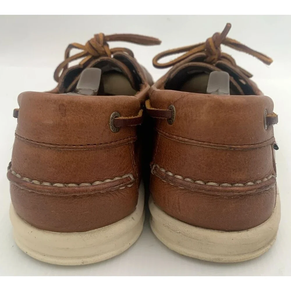 Mens Sebago Docksides Portland Size 12W Boat Shoes Brown Leather Preppy Nautical